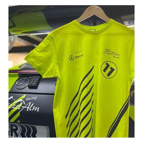 T-Shirt neongelb – Druck mit Startnummer 11